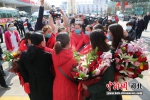 保定市第三批赴武汉医疗队出征仪式现场。 耿赫敏 摄 - 中国新闻社河北分社