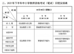 表格取自河北省2021年下半年中小学教师资格考试(笔试)公告。 - 中国新闻社河北分社