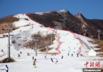 图为游客在涞源七山滑雪场游玩滑雪。　徐巧明 摄 - 中国新闻社河北分社