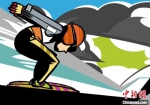 图为跳台滑雪创意漫画。　张帆 摄 - 中国新闻社河北分社